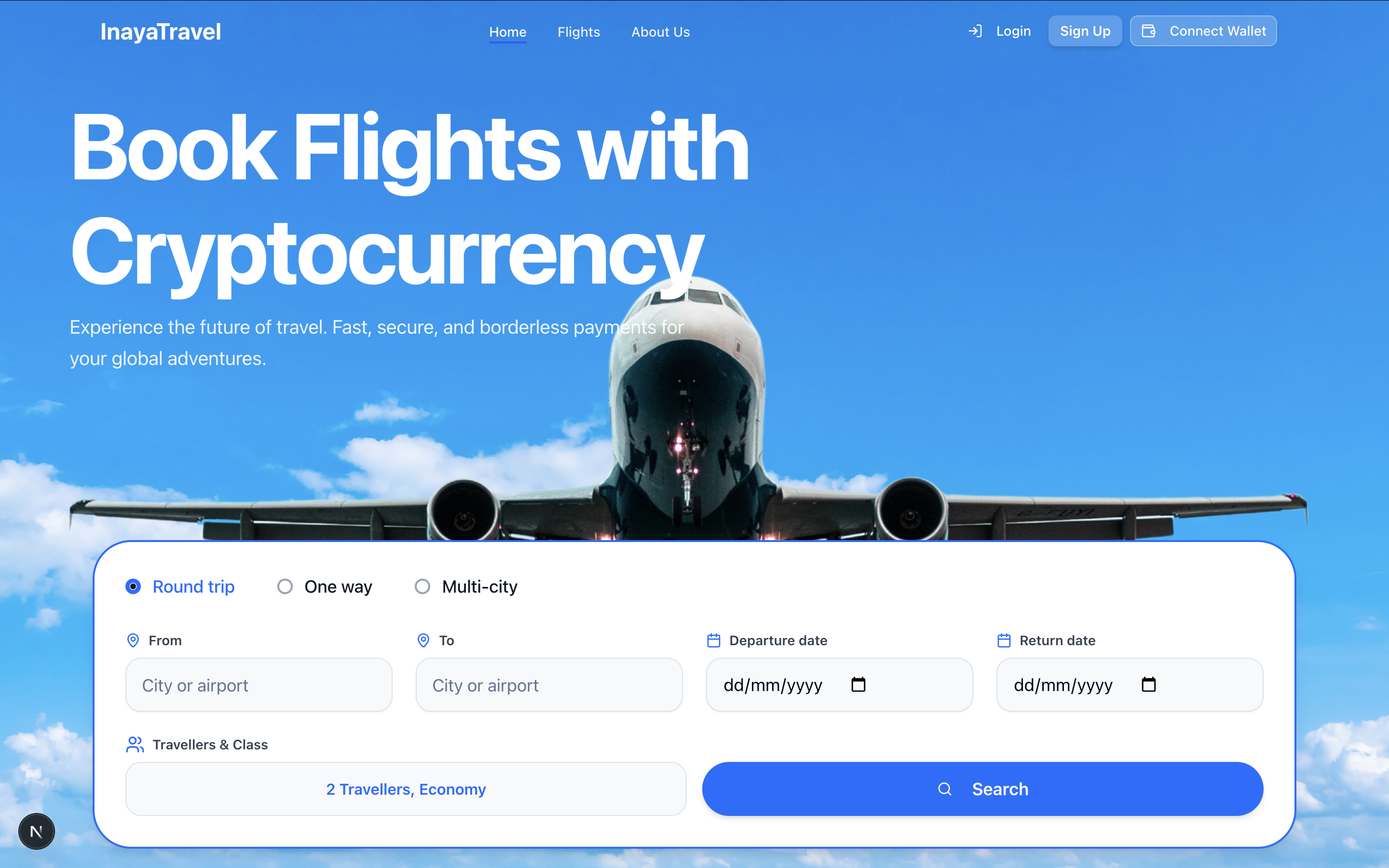 Inaya Travel — Cryptocurrency-Enabled Flight Booking Platform